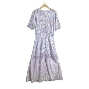 LoveShackFancy Beth Midi Dress, Violet Tie Dye Splash, Size M,  Cottagecore Lace